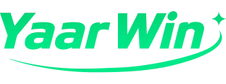 YaarWin wordmark in spring green italic letters
